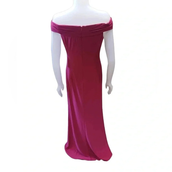 Adrianna Papell Off the Shoulder Mermaid Maxi Dress Bright Syrah Size 12 - Picture 5 of 14